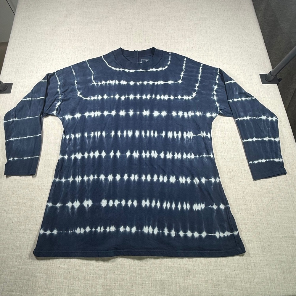 Free People We The Free Navy Tie Dye Stripe Long Sleeve Top XL Comfy Relaxed
